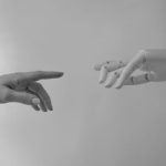 AI robot hand futuristic technology concept