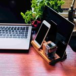 Communication set with wooden stand smart watch